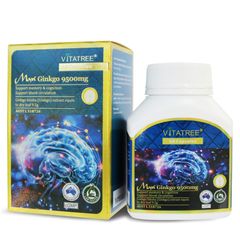Vitatree Maxi Ginkgo 9500 mg - 60 viên Tăng cường trí nhớ & chức năng nhận thức - Làm chậm quá trình oxy hóa tế bào thần kinh - S/P Chuẩn Úc [Auth]