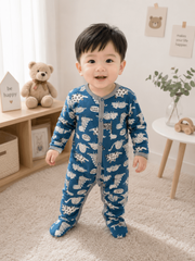 Bodysuit nỉ khủng long cute đáng yêu dễ thương thu đông khuy bấm cho bé 3-6 tháng