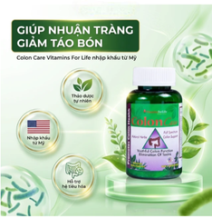 Viên uống giúp nhuận tràng, giảm táo bón, tốt cho tiêu hóa Colon Care Vitamins For Life (60 viên)