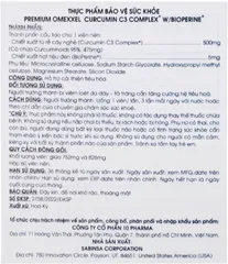 Viên uống hỗ trợ cải thiện tiêu hóa Premium Omexxel Curcumin C3 Complex W/Bioperine (60 viên)