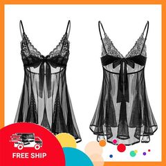 (Che Tên Khi Giao) Váy Ngủ Sexy Tiểu Thư Cột Nơ Lưng Gợi Cảm Đáng Yêu Đầm Thức Ren Xuyên Thấu Kèm Chip Quyến Rũ Sang Chảnh - N153 Đen Bảo Mật Tuyệt Đối