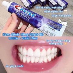 Kem đánh Răng Crest 3D White của Mỹ, tuýp 147gram với hương thơm tươi mát kéo dài lâu,  trắng răng mà kem mang lại 778737