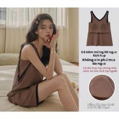 Bộ đồ thun nữ mặc nhà, đồ mặc ngủ nữ sát nách áo sẵn mút đệm ngực mát mẻ cho ngày hè oi bức