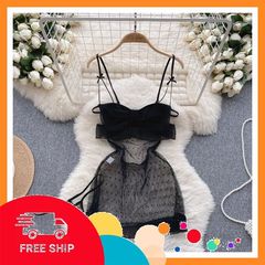 (Che Tên Khi Giao) Váy Ngủ Ren Chấm Bi Xẻ Tà Dễ Thương Xuyên Thấu Gợi Cảm Đầm Tiểu Thư 2 Dây Hở Lưng Tặng Chip Quyến Rũ - N184 Đen Giao Nhanh Toàn Quốc