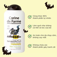 Gel tắm và gội cho bé hương mơ (Pháp) - Corine de Farme Shower Gel 2 in 1 Batman 300ml