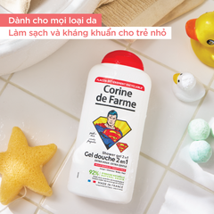 Gel tắm và gội cho bé hương gỗ nồng ấm (của Pháp) - Corine de Farme Shower Gel 2 in 1 Superman 300ml