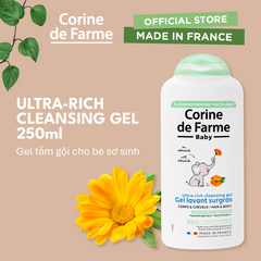 Gel tắm gội cho trẻ sơ sinh và trẻ nhỏ (không cay mắt) - Corine de Farme Baby Ultra-Rich Cleansing Gel Hair & Body 250ml