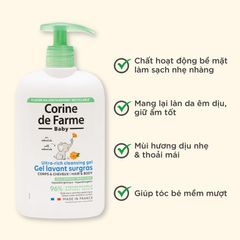 Gel tắm gội cho bé (không cay mắt) - Corine de Farme Baby Ultra-Rich Cleansing Gel Hair & Body 500ml