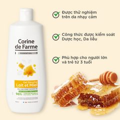 Gel tắm chứa sữa và mật ong - Corine de Farme Essential Milk And Honey Shower Gel 750ml