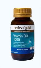 (Úc) HERBS OF GOLD Vitamin D3 1000IU - Bổ Sung Vitamin D, Hỗ Trợ Hấp Thu Canxi, Tăng Cường Miễn Dịch, Xương Răng Chắc Khỏe