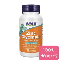 Hàng Mỹ - NOW Zinc Glycinate 30mg 120 Viên - Hỗ Trợ Miễn Dịch
