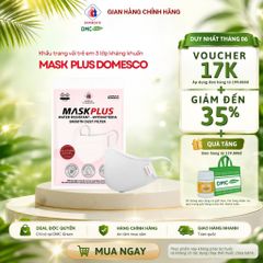 Khẩu Trang Vải Dành Cho Trẻ Em Mask Plus Domesco 3 Lớp Kháng Khuẩn, Giọt Bắn, Bụi Mịn