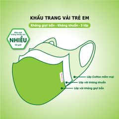 Khẩu Trang Vải Dành Cho Trẻ Em Mask Plus Domesco 3 Lớp Kháng Khuẩn, Giọt Bắn, Bụi Mịn