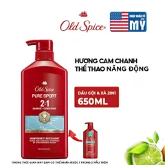 Dầu gội 2in1 Old Spice Pure Sport 2-in-1 Shampoo + Conditioner 650ml (Của Mỹ)