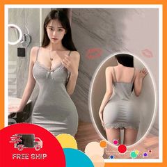 (Che Tên Khi Giao) Váy Ngủ Ôm Body Tôn Dáng Phối Ren Siêu Xinh Gợi Cảm Đầm 2 Dây - N258 Xám Cao Cấp Bảo Đảm