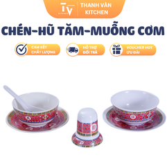 Chén CB 04, Cô 02, Hũ Tăm HT 01, Muỗng Cơm No 14 Viền HV - Giúp Bữa Ăn Thêm Thú Vị (TV952)