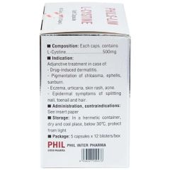 Viên nang mềm LCystine 500mg Phils Lin hỗ trợ trong viêm da, sạm da, tàn nhang (12 vỉ x 5 viên)