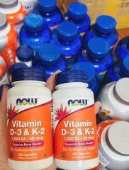 ☀️ NOW Vitamin D3 & K2 1000 IU hỗ trợ xương khớp, tăng đề kháng (Hộp 120 viên chính hãng)