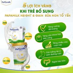 Sữa non tổ yến PaPamilk Heigth and Gain tăng cân và chiều cao cho Trẻ từ 1-19 tuổi chứa Tổ Yến | Hộp 14 gói x 28g