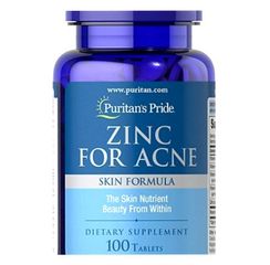(Hàng Chất) Viên kẽm hỗ trợ chăm sóc mụn Zinc for Acne Puritan's Pride 100 viên của Mỹ Cải thiện tình trạng mụn và làm sạch da hiệu quả Chính Hãng Nội Địa Nhập Khẩu Uy Tín