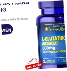 (Bản Mới) Viên uống Puritan's Pride Premium L-Glutathione 500mg Hỗ trợ trắng da và tăng cường hệ miễn dịch Sản phẩm chăm sóc sức khỏe tự nhiên từ Mỹ Chính Hãng Mẫu Mới Nội Địa