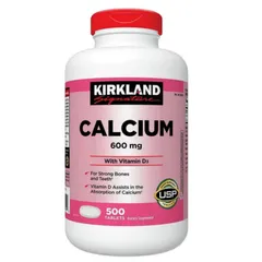 Viên uống Kirkland Signature Calcium 600 mg with Vitamin D3 500 viên - Hấp thụ Calci hiệu quả & Phòng ngừa loãng xương - S/P Chuẩn Mỹ