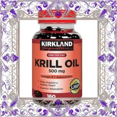 (Đẳng Cấp) Viên uống dầu tôm Kirkland Signature Krill Oil 500mg Hỗ trợ sức khỏe tim mạch từ tinh dầu nhuyễn thể Nam Cực, 160 viên Chính Hãng