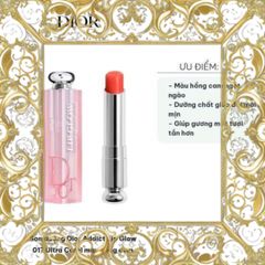 (Hàng Chất) Son Dưỡng Dior Addict Lip Glow 017 Ultra Coral 3.2g Màu Hồng Cam Dưỡng Ẩm Tự Nhiên, Thiết Kế Sang Trọng, Chăm Sóc Môi Mượt Mà Hàng Chuẩn