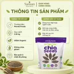Hạt Chia Hữu Cơ Monda Foods Organic Chia Seeds 1.36kg Không Gluten Giàu Chất Xơ Omega 3