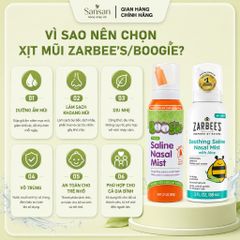 Xịt Mũi Saline Zarbee's Aloe 88ml Boogie Saline 89g Dưỡng Ẩm Vệ Sinh Mũi