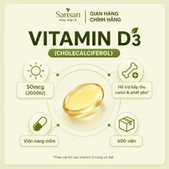 Viên Uống Vitamin D3 Kirkland Signature Extra Strength 50mcg (2000IU) 600 Viên Nang Mềm