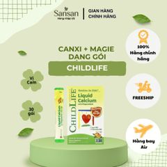 ChildLife Essentials Canxi Lỏng Cho Bé Kèm Magie K2 D3 Kẽm Hương Cam, Dạng Gói 30 Gói x 10ml