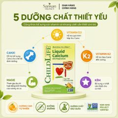 ChildLife Essentials Canxi Lỏng Cho Bé Kèm Magie K2 D3 Kẽm Hương Cam, Dạng Gói 30 Gói x 10ml