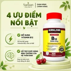 Viên Ngậm Tan Nhanh Kirkland Signature Vitamin B12 5000mcg 300 Viên Hương Anh Đào