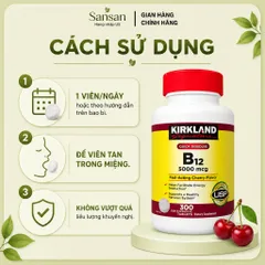 Viên Ngậm Tan Nhanh Kirkland Signature Vitamin B12 5000mcg 300 Viên Hương Anh Đào