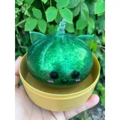 Squishy bánh bao trân châu kim tuyến (có tai mèo)