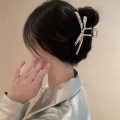 01 cái kẹp nhựa mạ trắng-Kẹp tóc nữ sang trọng