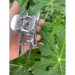 01 cái kẹp nhựa mạ trắng-Kẹp tóc nữ sang trọng