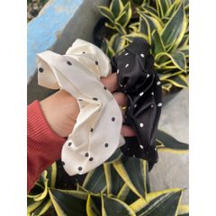Buộc tóc chấm bi tim lớn vải dày mịn
