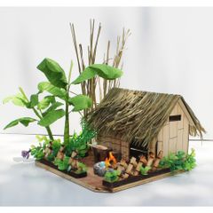 Mô hình nhà mái lá Miền Tây nhỏ xinh có bếp lửa nướng cá