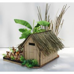 Mô hình nhà mái lá Miền Tây nhỏ xinh có bếp lửa nướng cá