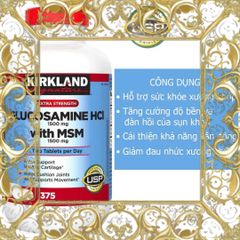 (Nhập Khẩu) Viên uống Glucosamine HCL 1500mg & MSM 1500mg Kirkland Mỹ Thực phẩm chức năng hỗ trợ khớp và xương chắc khỏe Nhập Khẩu