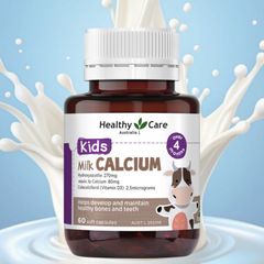 Healthy Care Kids Milk Calcium |60 viên| Bổ sung Calci sữa - Tăng cường sức khỏe xương/răng/cơ bắp cho trẻ từ 4 tháng tuổi trở lên - S/P Chuẩn Úc