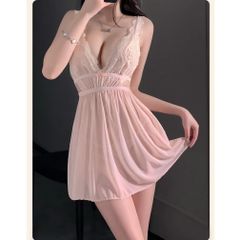 Váy Ngủ Sexy Ren Xuyên Thấu Dáng Xoè Đáng Yêu Gợi Xẻ Sau Hở Lưng Kèm Chip Xinh Quyến Rũ - N281 Nude