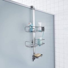 Giá để dụng cụ nhà tắm Caddy Simplehuman loại treo vách kính, không cần khoan đục