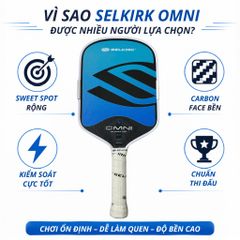 Vợt Pickleball Selkirk OMNI Elongated, lõi tổ ong, bản 16mm, mặt nhám carbon T700, màu xanh đen