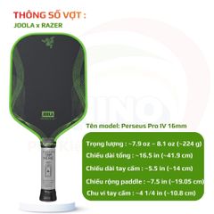 Vợt pickleball Joola Razer Gen 4 Pro 16mm hàng siêu cấp, Lõi Gen 4, mặt nhám lì carbon
