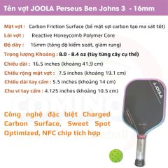 Vợt pickleball Joola 3s check NFC , mặt vợt carbon nhám cao cấp, logo đáy cán bằng nhôm