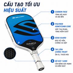 Vợt Pickleball Selkirk OMNI Elongated, lõi tổ ong, bản 16mm, mặt nhám carbon T700, màu xanh đen