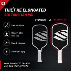 Vợt Pickleball Selkirk OMNI Elongated - Mặt Carbon nhám , bản 16mm ,lõi tổ ong , bản trắng đen